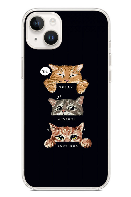 İphone 14 Plus Uyumlu Kedi Halleri Baskılı Silikon Kılıf