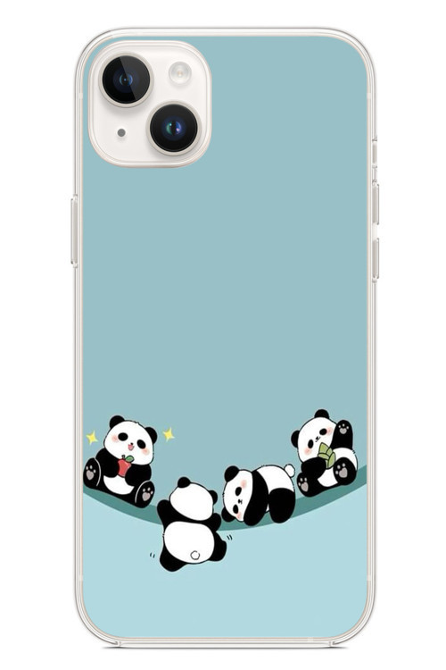 İphone 14 Plus Uyumlu Panda Ailesi Baskılı Silikon Kılıf