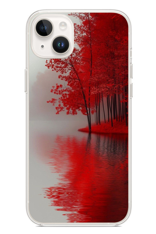 İphone 14 Plus Uyumlu Sonbahar Gölü Baskılı Silikon Kılıf