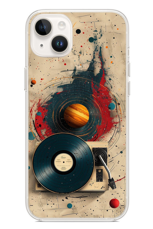 İphone 14 Plus Uyumlu Plak Gezegeni Baskılı Silikon Kılıf