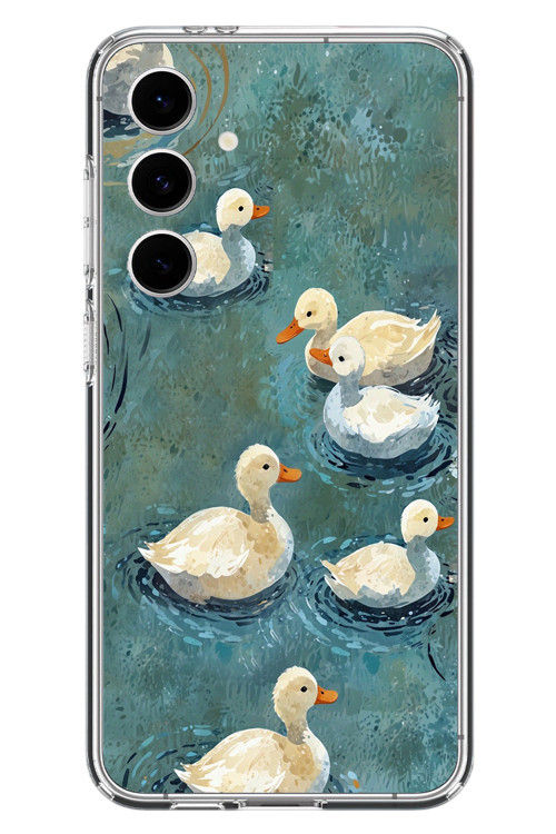 Samsung Galaxy S24 FE Uyumlu Yüzen Ördekler Baskılı Silikon Kılıf