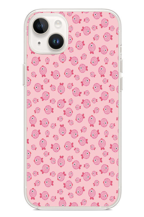 İphone 14 Plus Uyumlu Pembe Balıklar Baskılı Silikon Kılıf
