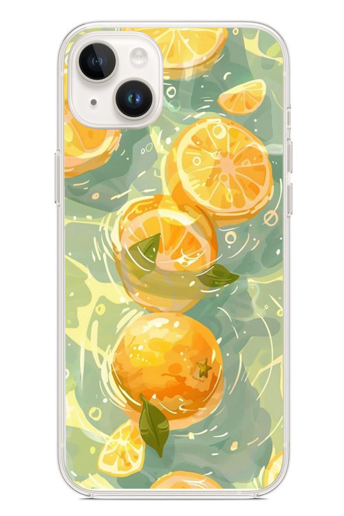 İphone 14 Plus Uyumlu Limonlar Pastel Baskılı Silikon Kılıf