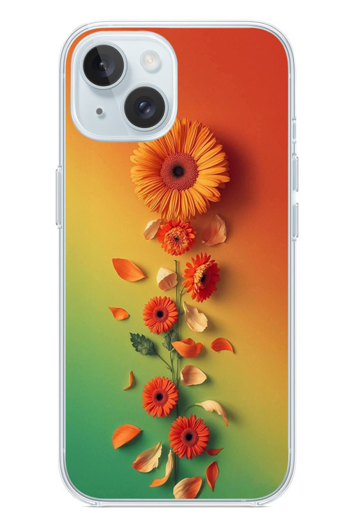 İphone 15 Uyumlu Ayçiçeği Bükleleri Baskılı Silikon Kılıf