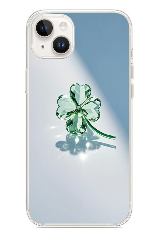 İphone 14 Plus Uyumlu Yeşil Yonca Baskılı Silikon Kılıf