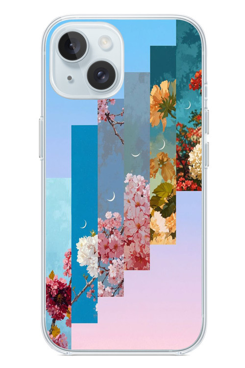 İphone 15 Uyumlu Dik Çiçek Tabloları Baskılı Silikon Kılıf