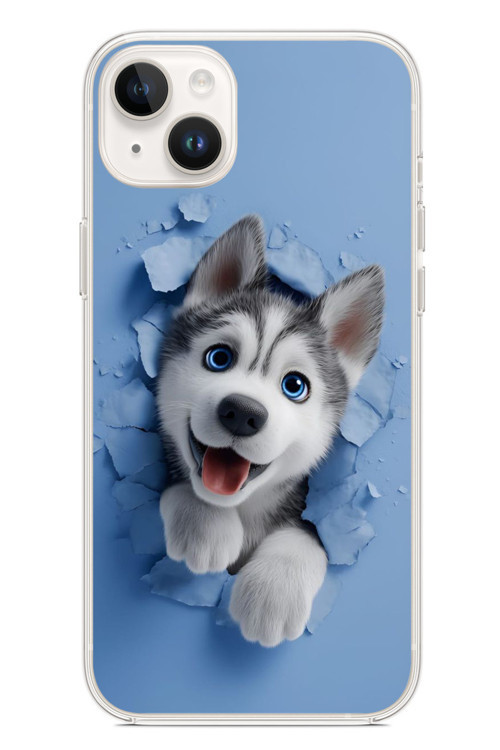 İphone 14 Plus Uyumlu Sibirya Kurdu Baskılı Silikon Kılıf