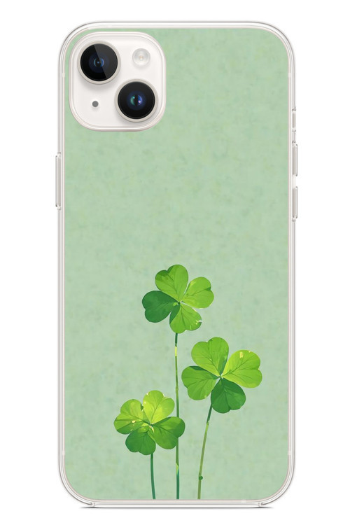 İphone 14 Plus Uyumlu Üçlü Yonca Baskılı Silikon Kılıf