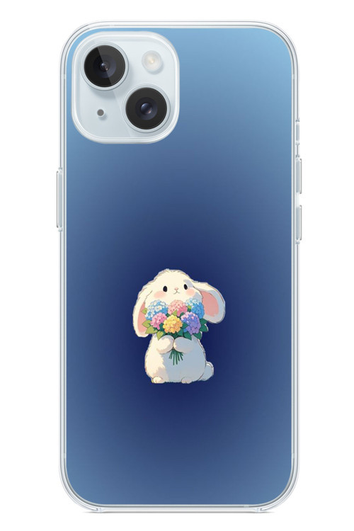 İphone 15 Uyumlu Çiçekli Tavşan Baskılı Silikon Kılıf