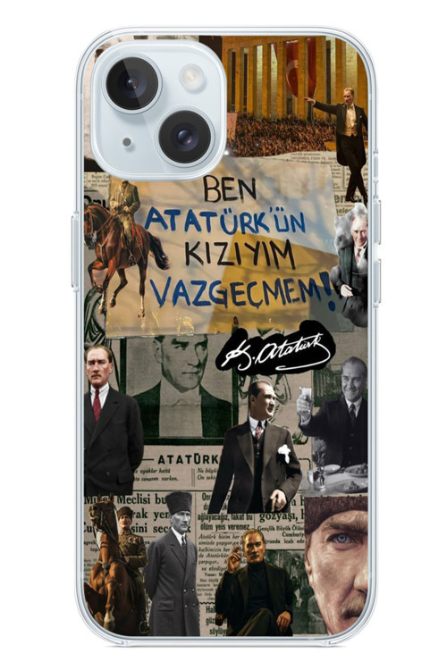 İphone 15 Uyumlu Ben Atatürk Kızıyım Baskılı Silikon Kılıf