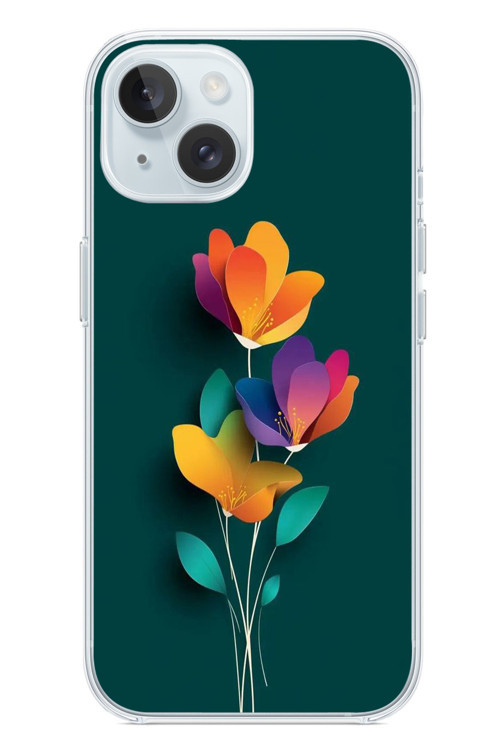 İphone 15 Uyumlu Modernizimin Çicekleri Baskılı Silikon Kılıf