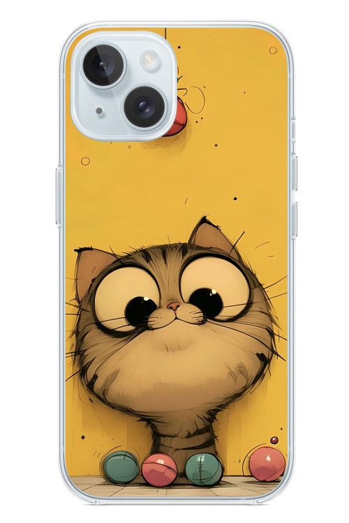 İphone 15 Uyumlu Kedi Çizgisi Baskılı Silikon Kılıf