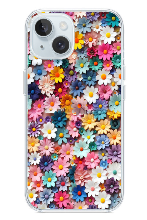 İphone 15 Uyumlu Pastel Çiçekler Baskılı Silikon Kılıf