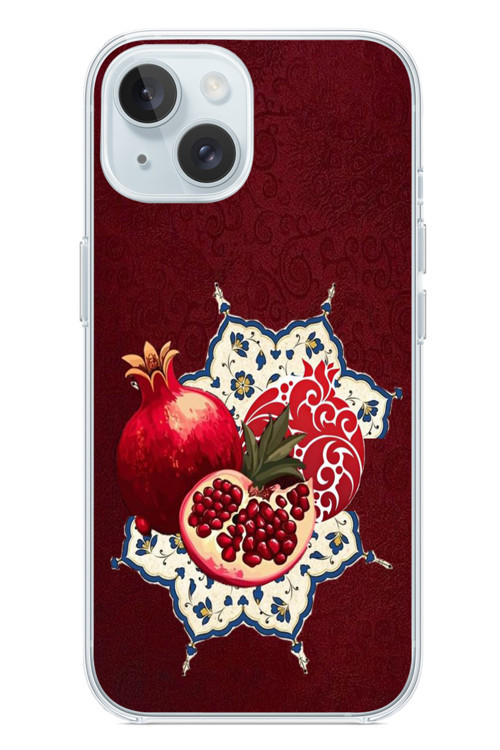İphone 15 Uyumlu Nar Retro Baskılı Silikon Kılıf