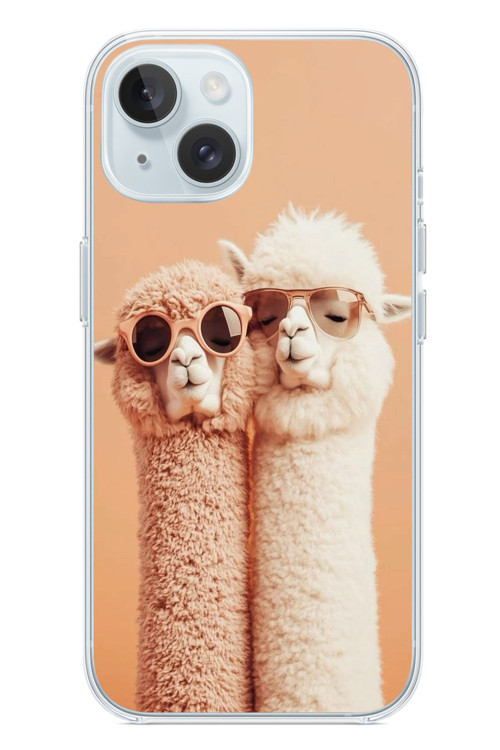 İphone 15 Uyumlu Sevgili Lamalar Baskılı Silikon Kılıf