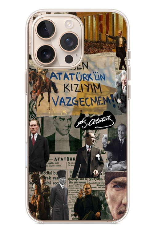 İphone 16 Pro Max Uyumlu Ben Atatürk Kızıyım Baskılı Silikon Kılıf