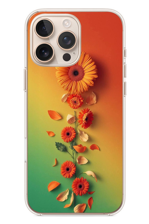 İphone 16 Pro Max Uyumlu Ayçiçeği Bükleleri Baskılı Silikon Kılıf
