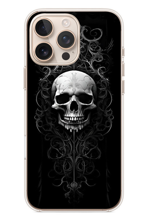 İphone 16 Pro Max Uyumlu Kuru Kafa Baskılı Silikon Kılıf