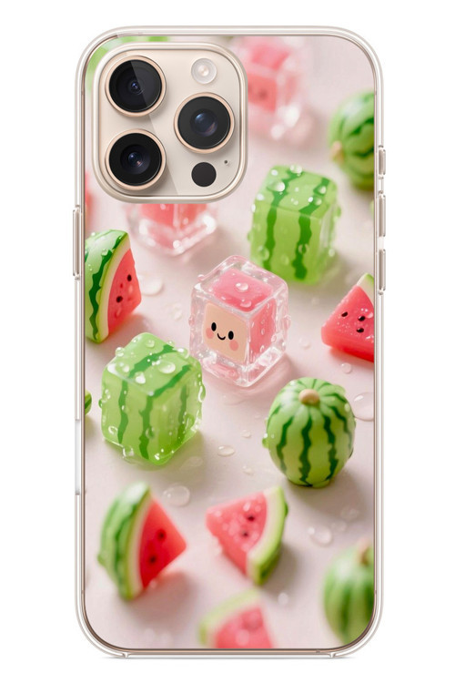 İphone 16 Pro Max Uyumlu Buzlu Karpuz Baskılı Silikon Kılıf