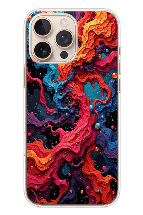 İphone 16 Pro Max Uyumlu Dalgaların İz Karışımı Baskılı Silikon Kılıf
