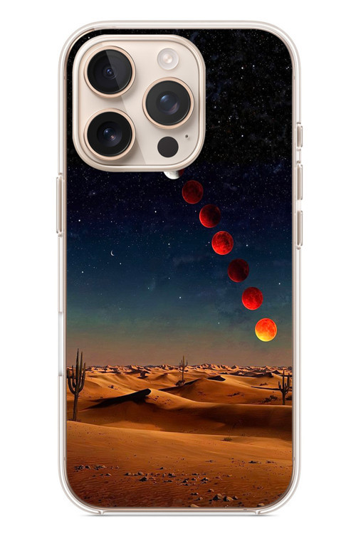 İphone 16 Pro Uyumlu Ayın Geçişi Baskılı Silikon Kılıf