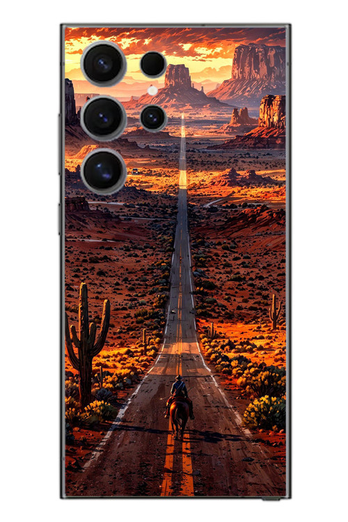 Samsung Galaxy S24 Ultra Uyumlu Kovboy Yolda Baskılı Silikon Kılıf