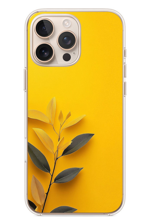 İphone 16 Pro Max Uyumlu Sarı Siyah Çiçekler Baskılı Silikon Kılıf