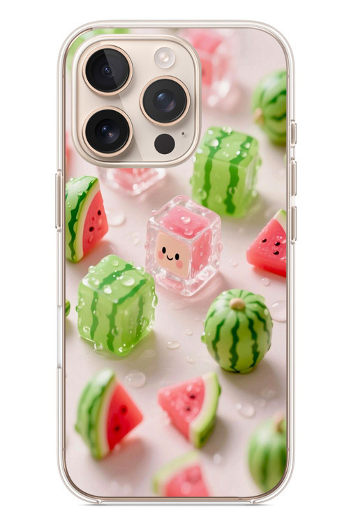İphone 16 Pro Uyumlu Buzlu Karpuz Baskılı Silikon Kılıf