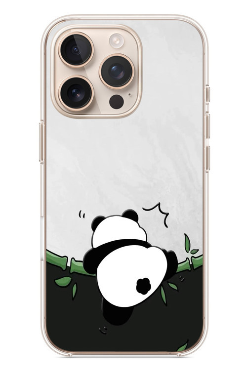 İphone 16 Pro Uyumlu Bambuya Çıkan Panda Baskılı Silikon Kılıf