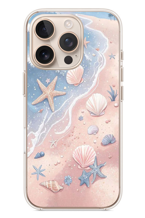 İphone 16 Pro Uyumlu Deniz Yıldızı Kumsalı Baskılı Silikon Kılıf