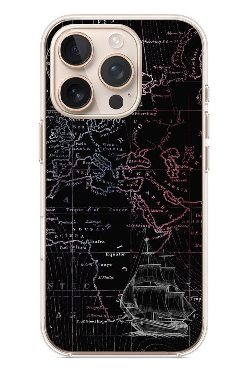 İphone 16 Pro Uyumlu Denizci Dünya Haritası Baskılı Silikon Kılıf
