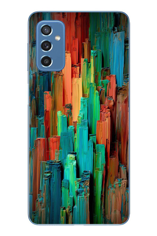 Samsung Galaxy M52 Uyumlu Dikey Renkler Baskılı Silikon Kılıf