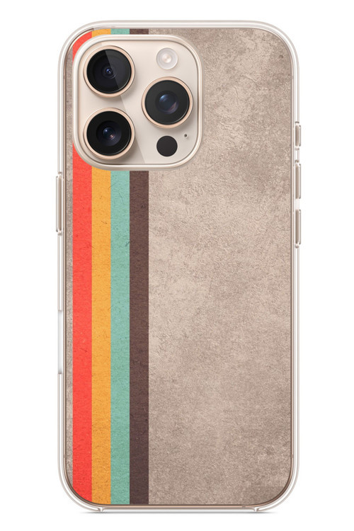 İphone 16 Pro Uyumlu Retro Gökkuşağı Baskılı Silikon Kılıf