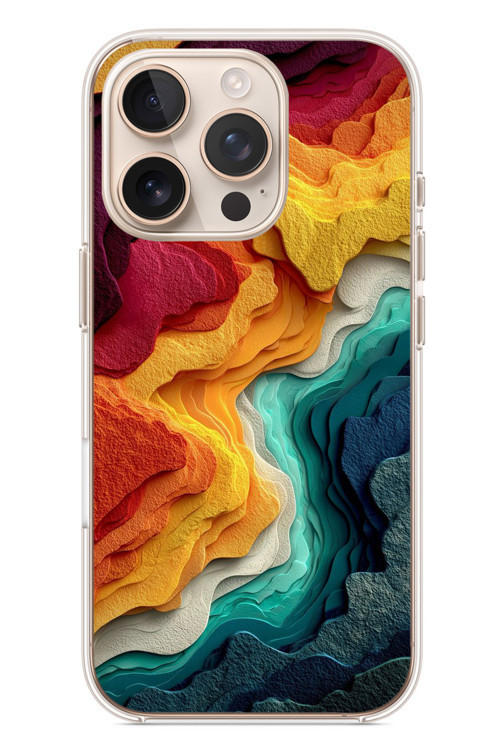 İphone 16 Pro Uyumlu Renk Dalgaları Baskılı Silikon Kılıf