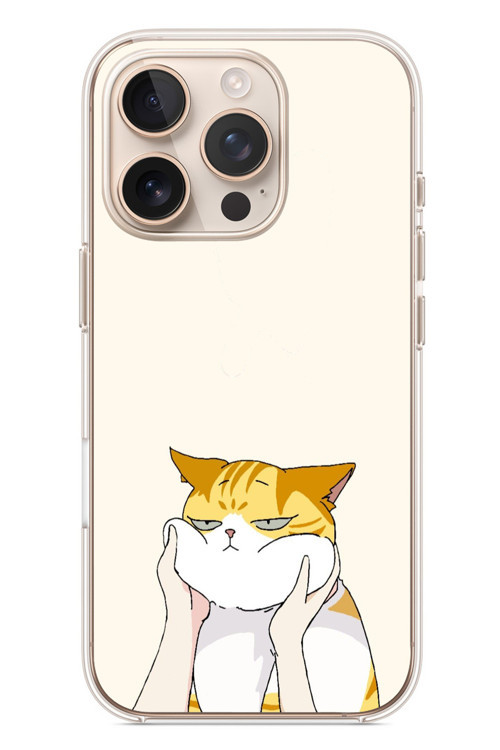 İphone 16 Pro Uyumlu Sarı Kedi Yanakları Baskılı Silikon Kılıf