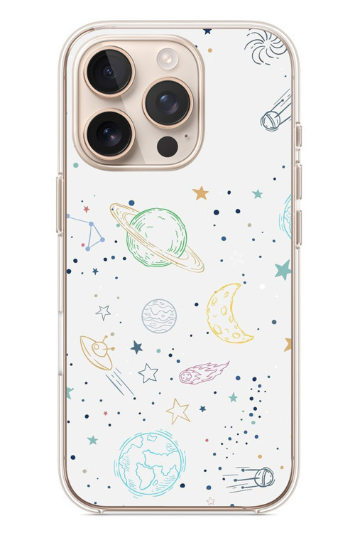 İphone 16 Pro Uyumlu Uzay Yolculuğu Baskılı Silikon Kılıf