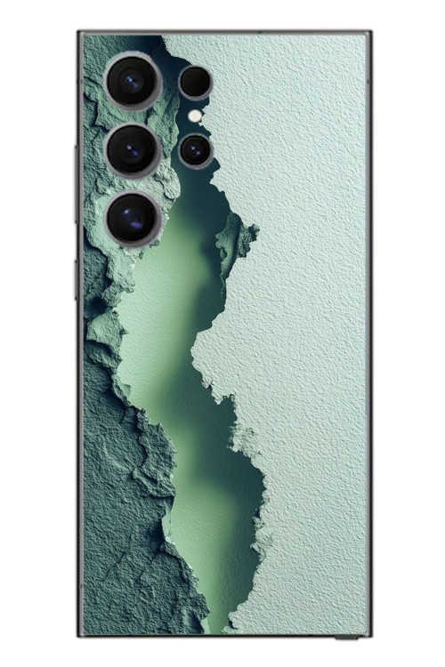 Samsung Galaxy S24 Ultra Uyumlu Koyu Yeşil İzler Baskılı Silikon Kılıf