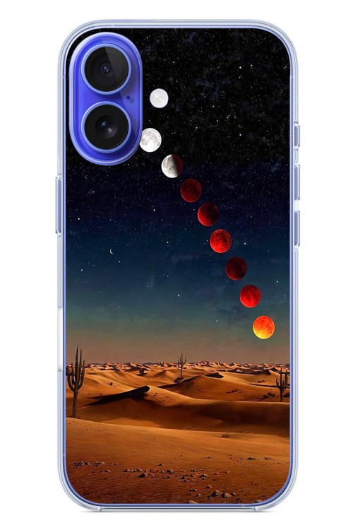 İphone 16 Uyumlu Ayın Geçişi Baskılı Silikon Kılıf