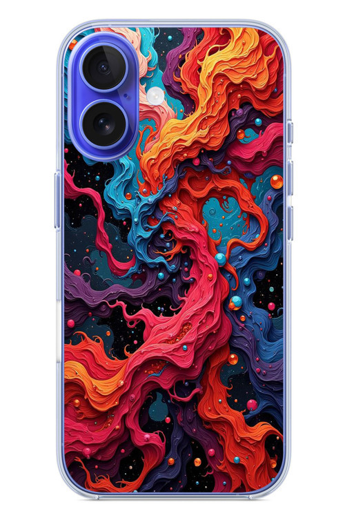 İphone 16 Uyumlu Dalgaların İz Karışımı Baskılı Silikon Kılıf