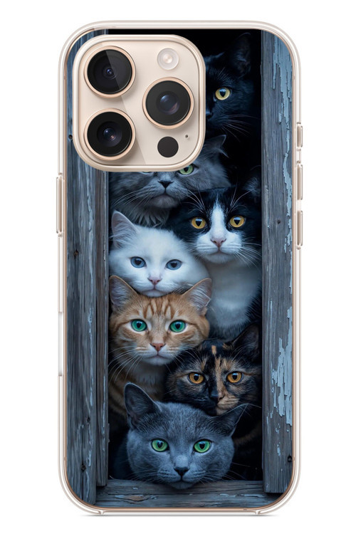 İphone 16 Pro Uyumlu Yavru Kediler Baskılı Silikon Kılıf