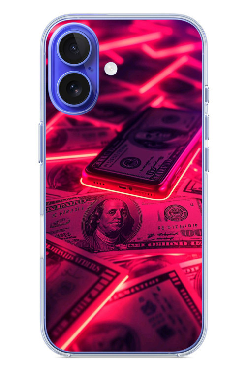 İphone 16 Uyumlu Kızıl Dolarlar Baskılı Silikon Kılıf