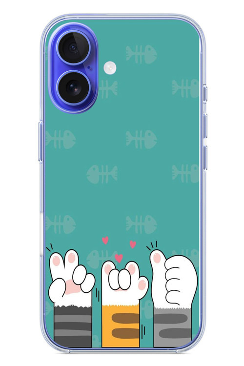 İphone 16 Uyumlu Kedi Patileri Baskılı Silikon Kılıf