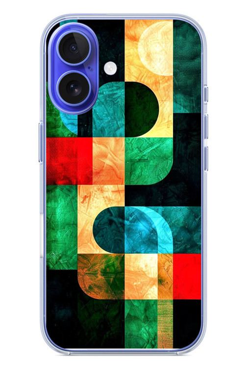 İphone 16 Uyumlu Modern Çizgiler Baskılı Silikon Kılıf