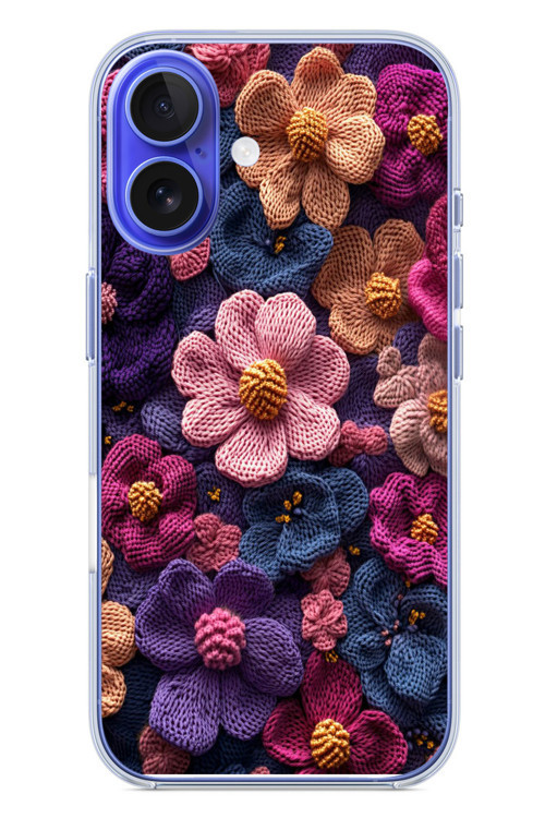 İphone 16 Uyumlu Çiçek Örgüsü Baskılı Silikon Kılıf