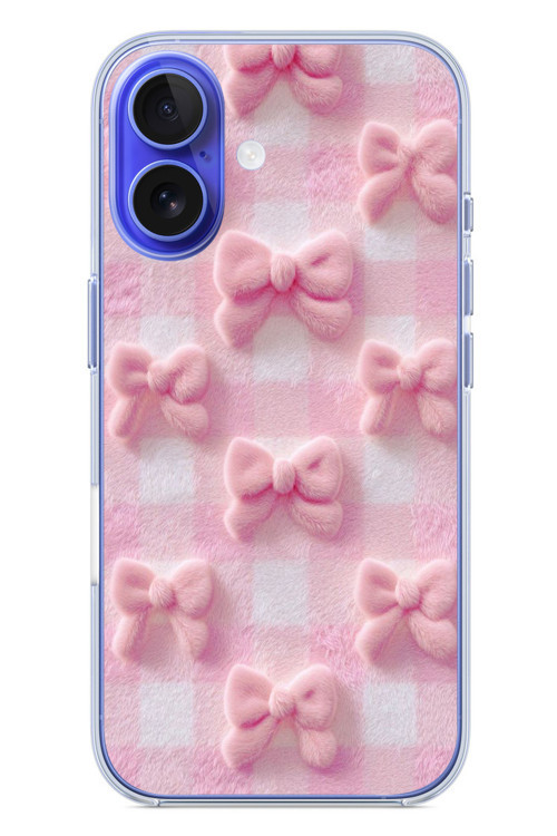 İphone 16 Uyumlu Pembe Kurdeleler Baskılı Silikon Kılıf