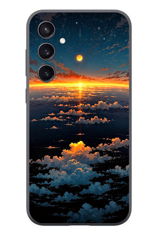 Samsung Galaxy S23 Uyumlu Gün Batımı ve Ay Baskılı Silikon Kılıf