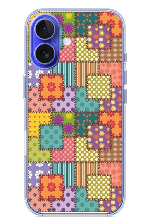 İphone 16 Uyumlu Kare Motifleri Baskılı Silikon Kılıf