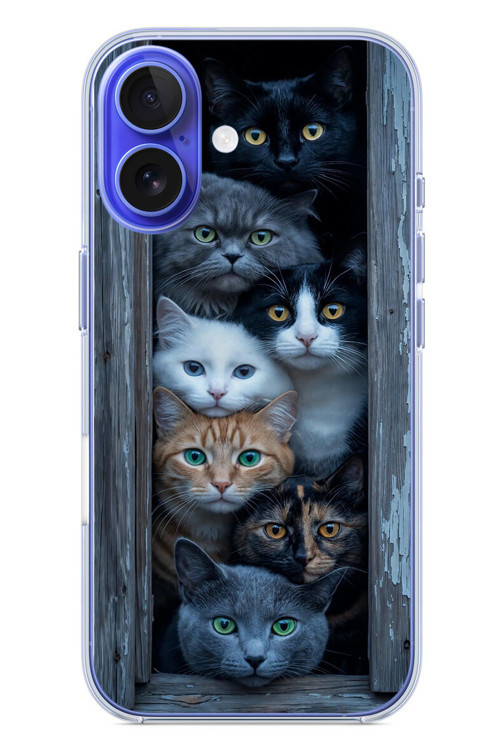 İphone 16 Uyumlu Yavru Kediler Baskılı Silikon Kılıf
