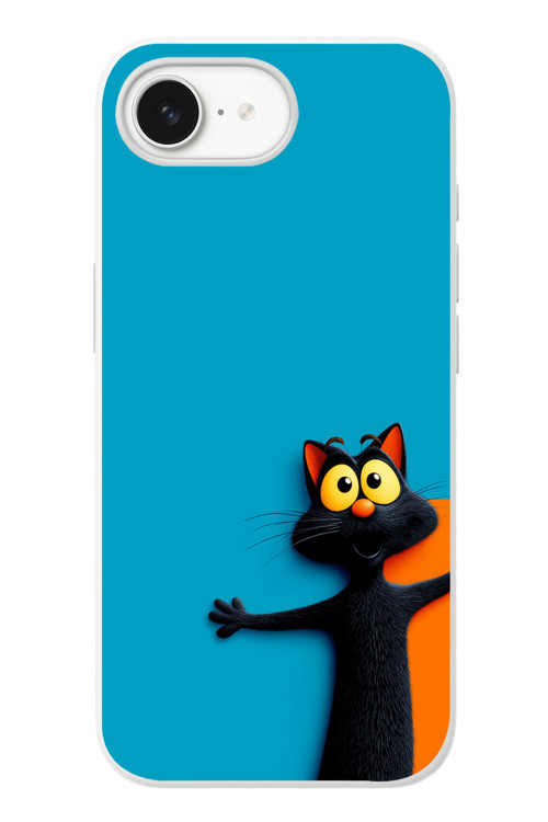İphone 16e Uyumlu Kedi Uyarısı Baskılı Silikon Kılıf