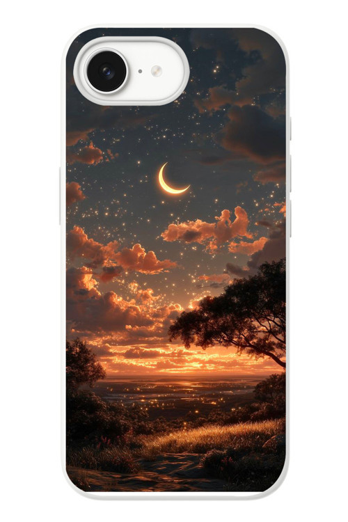 İphone 16e Uyumlu Ay Gecesi Baskılı Silikon Kılıf